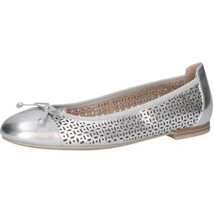 CAPRICE Damballerinaskor av läder med hålmönster, Silvermetall, 36 EU CAPRICE Damballerinaskor av läder med hålmönster, Silvermetall, 36 EU