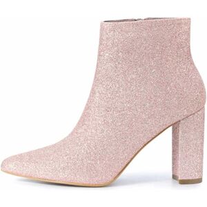 Allegra K kvinnors glitter spetsig tå tjocka klackstövlar, Rosa, 39 EU Allegra K kvinnors glitter spetsig tå tjocka klackstövlar, Rosa, 39 EU