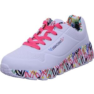 Skechers Uno Lite Lovely LuvSneaker för flickor, Vit syntetisk H rosa trim, 4 UK Skechers Uno Lite Lovely LuvSneaker för flickor, Vit syntetisk H rosa trim, 4 UK