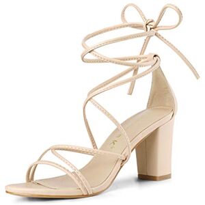 Allegra K kvinnors bandremmar snörning tjocka klacksandaler, BEIgE, 37 EU Allegra K kvinnors bandremmar snörning tjocka klacksandaler, BEIgE, 37 EU