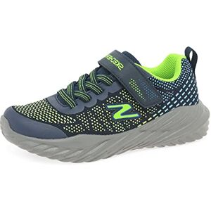 Skechers Pojkar Nitro Sprint Karvo Sneaker, Marinblå textil limeblå trim, 28 EU Skechers Pojkar Nitro Sprint Karvo Sneaker, Marinblå textil limeblå trim, 28 EU