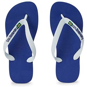 Havaianas Unisex Brasil-slippers met logo, marineblauw, 1/2 VK Havaianas Unisex Brasil-slippers met logo, marineblauw, 1/2 VK