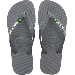 Havaianas Unisex Brasil-slippers met logo, staalgrijs staalgrijs, 8 UK Havaianas Unisex Brasil-slippers met logo, staalgrijs staalgrijs, 8 UK