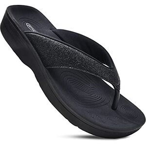 AEROTHOTIC Bekväma ortopediska flip-flops sandal (US Women 11, kristall svart) AEROTHOTIC Bekväma ortopediska flip-flops sandal (US Women 11, kristall svart)