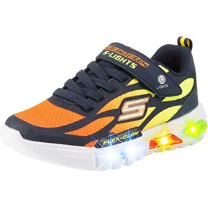 Skechers Flex-glow Dezlom pojkar Sneaker ,Marinblå syntetisk textil orange gul trim, 31 EU Skechers Flex-glow Dezlom pojkar Sneaker ,Marinblå syntetisk textil orange gul trim, 31 EU