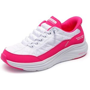 Skechers Dam kontur skum mysig passform handsfree slip-on sneaker, Vit/het rosa, 36 EU Skechers Dam kontur skum mysig passform handsfree slip-on sneaker, Vit/het rosa, 36 EU
