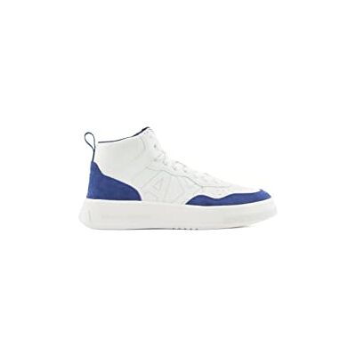 Giorgio Armani dam komfort passform, Cow Mede, Side Sewn Logo Sneaker, Vit blå, 37 EU Giorgio Armani dam komfort passform, Cow Mede, Side Sewn Logo Sneaker, Vit blå, 37 EU