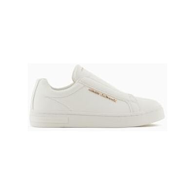 Giorgio Armani dam London, metallguldlogotyp, slip-on sneakers, Vit, 40 EU Giorgio Armani dam London, metallguldlogotyp, slip-on sneakers, Vit, 40 EU