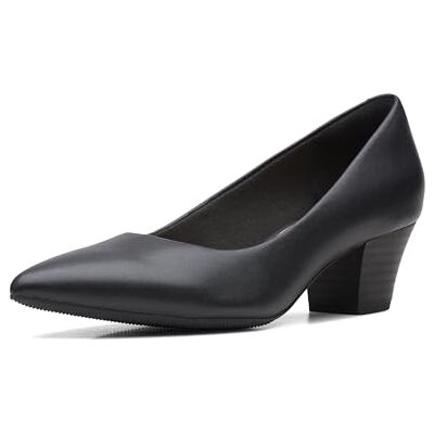 Clarks Teresa stegpump, svart läder, 7 UK bred Clarks Teresa stegpump, svart läder, 7 UK bred