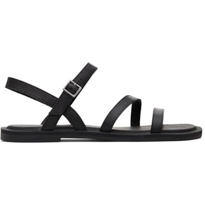 TOMS Kira platt sandal för kvinnor, svart läder, 4 UK, Svart läder, 36.5 EU TOMS Kira platt sandal för kvinnor, svart läder, 4 UK, Svart läder, 36.5 EU