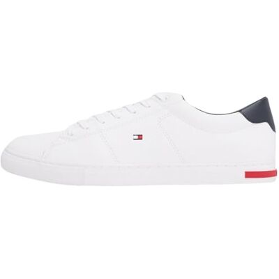 Tommy Hilfiger Essential läderdetaljer vulkaniserade träningsskor för män, Vitt, 44 EU Tommy Hilfiger Essential läderdetaljer vulkaniserade träningsskor för män, Vitt, 44 EU