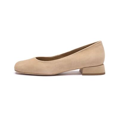 RYŁKO RYCHENKO Damballerinaskor, beige mocka, fyrkantig spets, 3,5 cm blockklack, klassiska slip-on-pumps för kontor och vardag, Beige, 41 EU RYŁKO RYCHENKO Damballerinaskor, beige mocka, fyrkantig spets, 3,5 cm blockklack, klassiska slip-on-pumps för kontor och vardag, Beige, 41 EU
