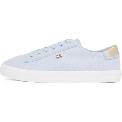 Tommy Hilfiger Dam Vulc kanvas snörning sneaker Fw0fw08647låg topp, Blå Breezy blå, 39 EU Tommy Hilfiger Dam Vulc kanvas snörning sneaker Fw0fw08647låg topp, Blå Breezy blå, 39 EU