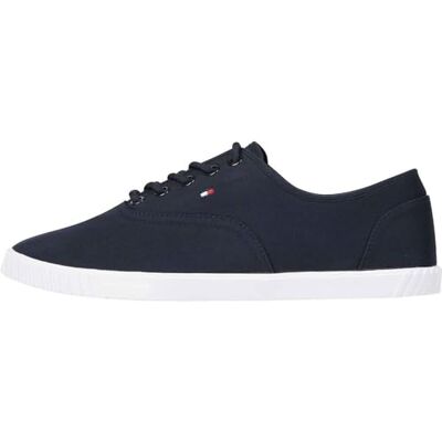 Tommy Hilfiger kvinnors kanvas spets upp sneaker kupsula, rymdblå, 4 UK, Rymdblått, 37 EU Tommy Hilfiger kvinnors kanvas spets upp sneaker kupsula, rymdblå, 4 UK, Rymdblått, 37 EU