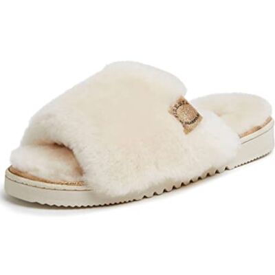 Dearfoams Fireside Cairns Tofflor med fårskinn, lätt på/av, sandaler, Naturligt, 37.5 EU Dearfoams Fireside Cairns Tofflor med fårskinn, lätt på/av, sandaler, Naturligt, 37.5 EU