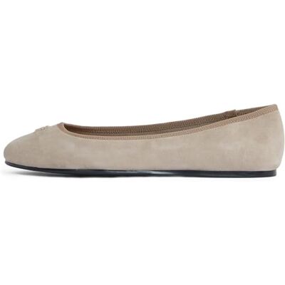 Tommy Hilfiger kvinnors hårdvara mocka balettpumpar, Beige kustnära brungrå, 39 EU Tommy Hilfiger kvinnors hårdvara mocka balettpumpar, Beige kustnära brungrå, 39 EU