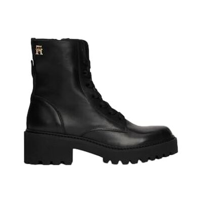Tommy Hilfiger kvinnors chic mellanklack läder spets up (FW0FW08305) stövlar, svart (svart), 3,5 UK, Svart, 36 EU Tommy Hilfiger kvinnors chic mellanklack läder spets up (FW0FW08305) stövlar, svart (svart), 3,5 UK, Svart, 36 EU