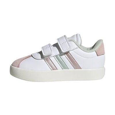 adidas Unisex Bebis VL COURT 3.0 SHOES INFANTS, ftwr white/linen green met./sandy pink met., 21 EU adidas Unisex Bebis VL COURT 3.0 SHOES INFANTS, ftwr white/linen green met./sandy pink met., 21 EU