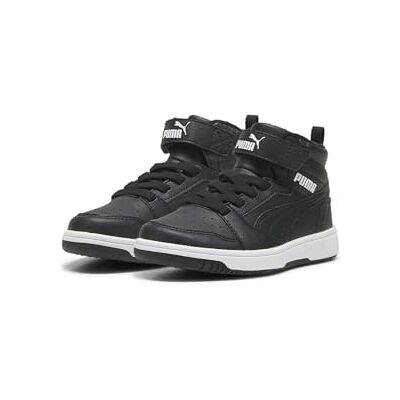PUMA Unisex barn Rebound V6 Mid WTR Ac+ Ps Sneaker, Skugga grå svart vit, 35 EU PUMA Unisex barn Rebound V6 Mid WTR Ac+ Ps Sneaker, Skugga grå svart vit, 35 EU
