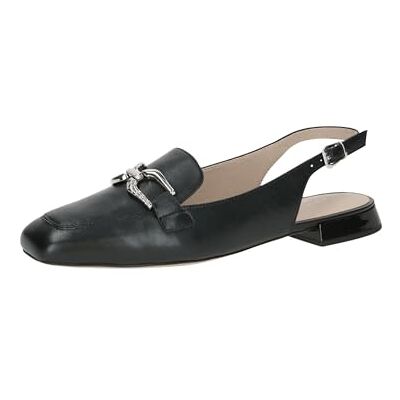 CAPRICE Dam Slingback Loafer i läder elegant, Svart nappa, 38 EU CAPRICE Dam Slingback Loafer i läder elegant, Svart nappa, 38 EU