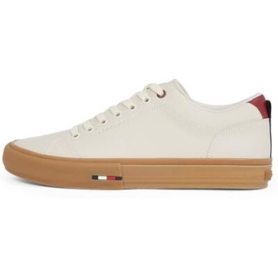 Tommy Hilfiger Herr Street Patch Low Top Vulkaniserade träningsskor, Beige alabaster, 46 EU Tommy Hilfiger Herr Street Patch Low Top Vulkaniserade träningsskor, Beige alabaster, 46 EU