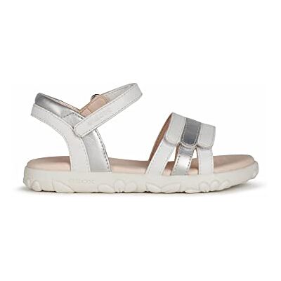 Geox J SANDAL HAITI GIRL flickor Sandaler Öppna kilsandaler, White Silver, 24 EU Geox J SANDAL HAITI GIRL flickor Sandaler Öppna kilsandaler, White Silver, 24 EU