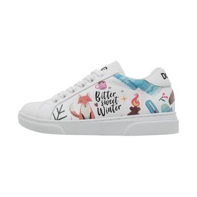 DOGO Unisex barn vegan vita sneakers bitter söt vintermönster, Material: Polyester, 32 EU DOGO Unisex barn vegan vita sneakers bitter söt vintermönster, Material: Polyester, 32 EU