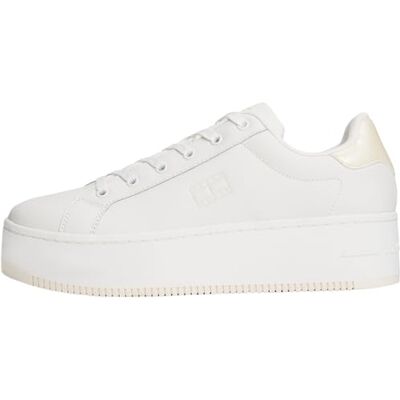 Tommy Jeans TJW Flatform Pearlized Sneaker EN0EN02931 låg topp, vit (Ecru), 4 UK, Vit Ecru, 37 EU Tommy Jeans TJW Flatform Pearlized Sneaker EN0EN02931 låg topp, vit (Ecru), 4 UK, Vit Ecru, 37 EU