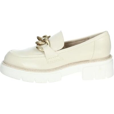 MARCO TOZZI Damloafer med klack med platåsula, vegansk, Gräddfärgat guld, 39 EU MARCO TOZZI Damloafer med klack med platåsula, vegansk, Gräddfärgat guld, 39 EU