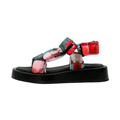 DOGO Kvinnors veganska flerfärgade sandaler gräs och havsmönster, Material: Polyester, 40 EU DOGO Kvinnors veganska flerfärgade sandaler gräs och havsmönster, Material: Polyester, 40 EU