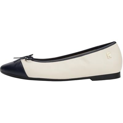 Tommy Hilfiger Tå Keps för kvinnor Läder Ballerina Fw0fw08759, Beige tidningspapper, 40 EU Tommy Hilfiger Tå Keps för kvinnor Läder Ballerina Fw0fw08759, Beige tidningspapper, 40 EU