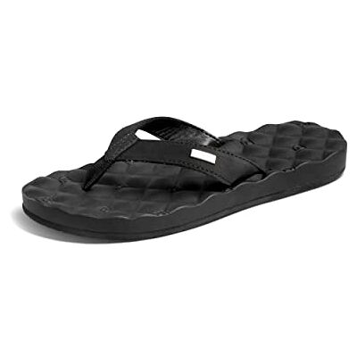 REEF Dreams Womens Flip Flop, Memory Foam Cushion Footbed, Faux Leather Satin Lined Strap, Black/Black, 7 REEF Dreams Womens Flip Flop, Memory Foam Cushion Footbed, Faux Leather Satin Lined Strap, Black/Black, 7