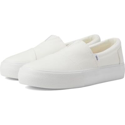 TOMS Fenix Platform Slip-on Sneaker för kvinnor, Vit tvättad duk, 42.5 EU TOMS Fenix Platform Slip-on Sneaker för kvinnor, Vit tvättad duk, 42.5 EU