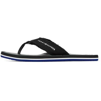 Tommy Hilfiger HILFIGER LÄDER STRAND SANDAL Flip Flops, SVART (svart), 10 UK, Svart, 44 EU Tommy Hilfiger HILFIGER LÄDER STRAND SANDAL Flip Flops, SVART (svart), 10 UK, Svart, 44 EU