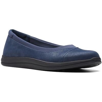 Clarks kvinnors bris Ayla balett platt, Marinblå syntetisk, 9 US Clarks kvinnors bris Ayla balett platt, Marinblå syntetisk, 9 US