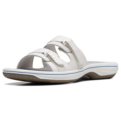 Clarks kvinnors Breeze Piper Slide Sandal, Vitt, 9 US Clarks kvinnors Breeze Piper Slide Sandal, Vitt, 9 US