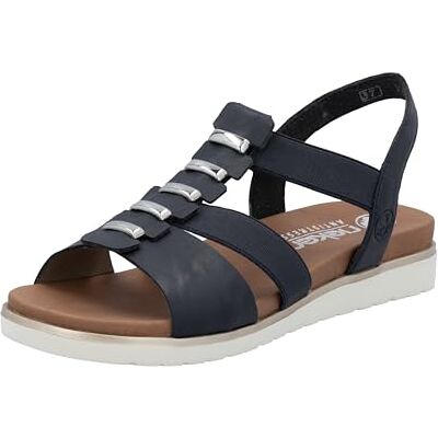 Rieker dam vår/sommar V5051 T-klämmor sandaler, blå, 41 EU Rieker dam vår/sommar V5051 T-klämmor sandaler, blå, 41 EU