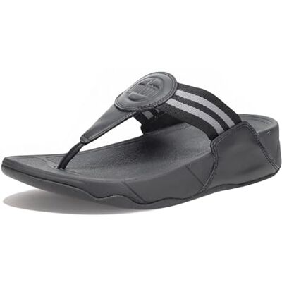 Fitflop Walkstar Toe-Post sandaler för kvinnor, Helt svart, 8.5 Fitflop Walkstar Toe-Post sandaler för kvinnor, Helt svart, 8.5