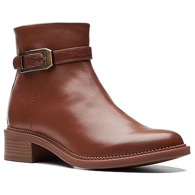 Clarks Women's Maye Grace Fashion Boot, Tan Leather, 5.5 Clarks Women's Maye Grace Fashion Boot, Tan Leather, 5.5