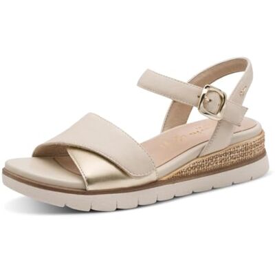 Tamaris Comfort dam kil/platat sand multijusterbar kilsandaler, elfenben/guld, 39 EU Tamaris Comfort dam kil/platat sand multijusterbar kilsandaler, elfenben/guld, 39 EU