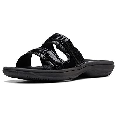 Clarks kvinnors Breeze PiperSlide Sandal, Svart patentsyntet, 40.5 EU Clarks kvinnors Breeze PiperSlide Sandal, Svart patentsyntet, 40.5 EU