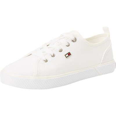 Tommy Hilfiger Dam Vulc Canvas Sneaker Vulkaniserad, Vit, 7 UK, Vitt, 41 EU Tommy Hilfiger Dam Vulc Canvas Sneaker Vulkaniserad, Vit, 7 UK, Vitt, 41 EU