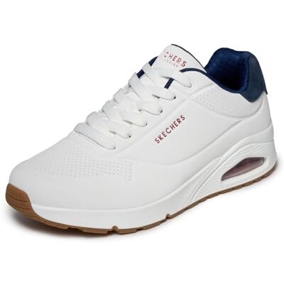 Skechers Dam UNO sneakers, Vit Durabuck marinblå mocka röd nätkant, 45 EU Skechers Dam UNO sneakers, Vit Durabuck marinblå mocka röd nätkant, 45 EU