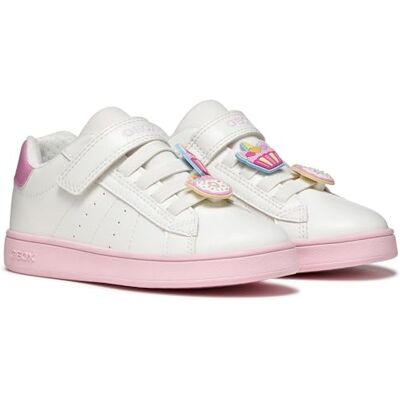 Geox J ECLYPER Girl F sneakers, vit/DK pink, 34 EU Geox J ECLYPER Girl F sneakers, vit/DK pink, 34 EU