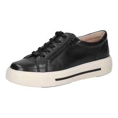CAPRICE Damsneakers, platt av läder med dragkedja, svart (Black Nappa), 42 EU, Svart nappa, 42 EU CAPRICE Damsneakers, platt av läder med dragkedja, svart (Black Nappa), 42 EU, Svart nappa, 42 EU