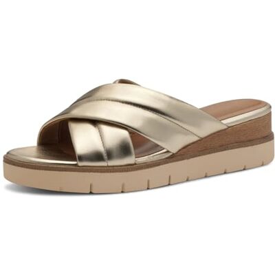 Tamaris Pantolett dam kilklack, ljust guld, 38 EU Tamaris Pantolett dam kilklack, ljust guld, 38 EU