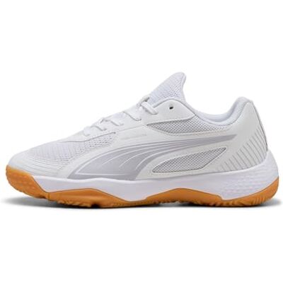 PUMA Unisex Solarflash Iii Jr inomhus domstol sko, vit lila krossbär, 28 EU PUMA Unisex Solarflash Iii Jr inomhus domstol sko, vit lila krossbär, 28 EU