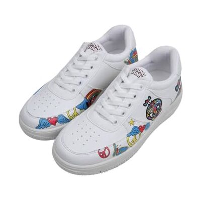 DOGO Kvinnors veganläder vita sneakers Warner Bros Tweety Love Pattern, Material: Polyester, 39 EU DOGO Kvinnors veganläder vita sneakers Warner Bros Tweety Love Pattern, Material: Polyester, 39 EU
