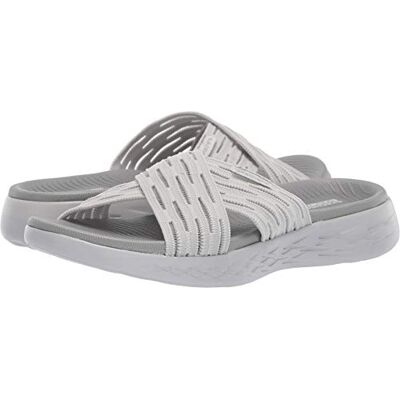 Skechers dam Go Run 600-Soluppgång öppen tå sandaler, Grå textil, 36 EU Skechers dam Go Run 600-Soluppgång öppen tå sandaler, Grå textil, 36 EU