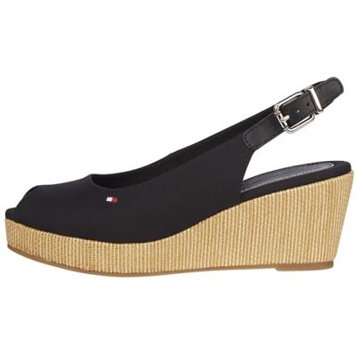 Tommy Hilfiger dam Wedge Espadrilles Iconic Elba Sling Back Wedge Kilklack, svart, 37 EU Tommy Hilfiger dam Wedge Espadrilles Iconic Elba Sling Back Wedge Kilklack, svart, 37 EU